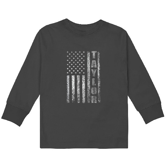 Discover Taylor US Flag Personalized Taylor American Flag Vintage Kids Long Sleeve T-Shirts