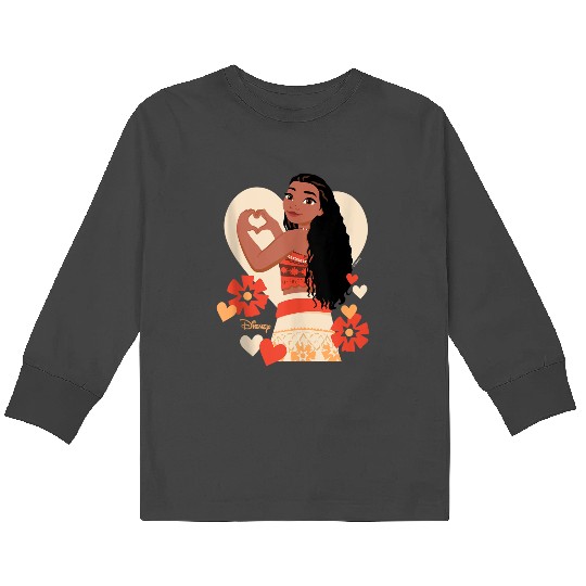 Disney Princess - Moana Heart Valentine's Day Kids Long Sleeve T-Shirts