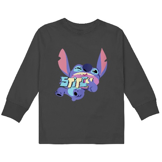 Discover Disney Lilo Stitch Playful Silly Stitch Big Chest Portrait Kids Long Sleeve T-Shirts