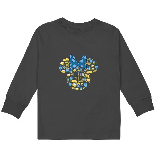 Disney Minnie Mouse Icon Hanukkah Chanukah Dreidel Menorah Kids Long Sleeve T-Shirts