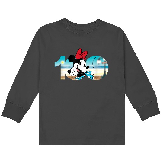 Discover Disney 100 Anniversary Minnie Mouse D100 Logo Kids Long Sleeve T-Shirts