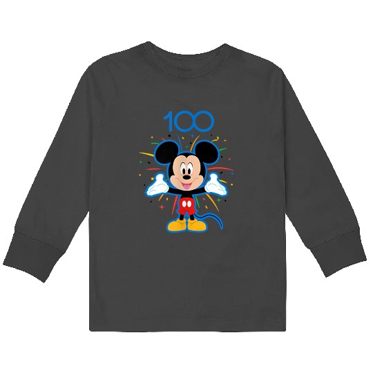 Disneyss 100 Anniversary Mickey Mouse Fireworks Burst D100 Kids Long Sleeve T-Shirts