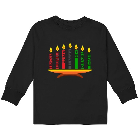 Kwanzaa Holiday Candles Kids Long Sleeve T Shirts