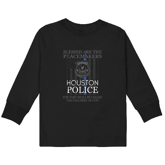 Houston Police Support Saint Michael Police Officer Prayer Kids Long Sleeve T Shirts