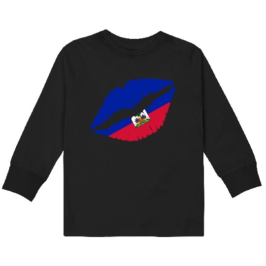 Haiti Kiss Flag Club Soccer Gift Idea Birthday Kids Long Sleeve T Shirts