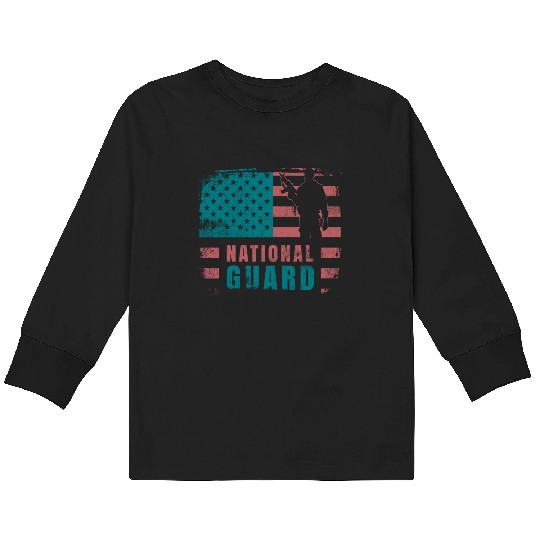 National Guard Veteran Kids Long Sleeve T Shirts