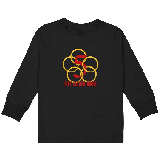 Five Golden Rings Song 12 Days Christmas Numbers Kids Long Sleeve T Shirts