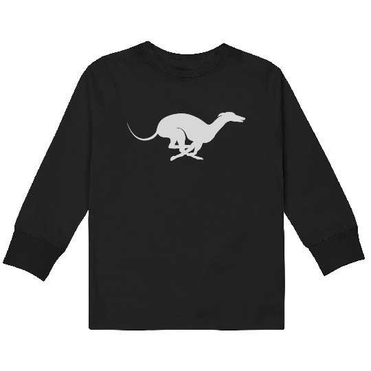 Light Grey Running Greyhound X Racer Track Dog Kids Long Sleeve T Shirts