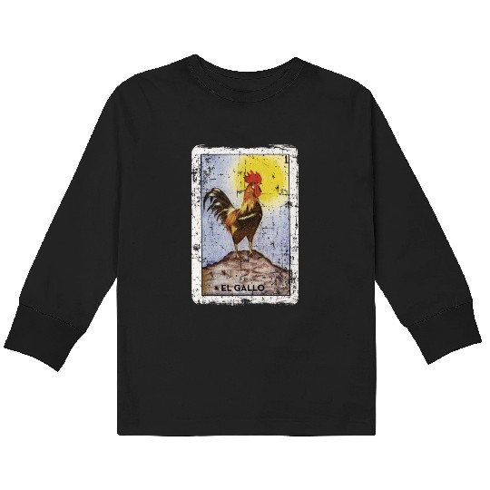 El Gallo Mexican Loteria Bingo Card Kids Long Sleeve T Shirts