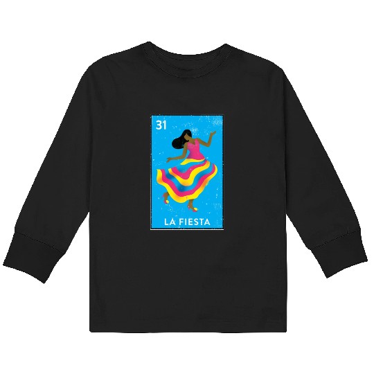 La Fiesta Mexican Loteria Bingo Card Kids Long Sleeve T Shirts