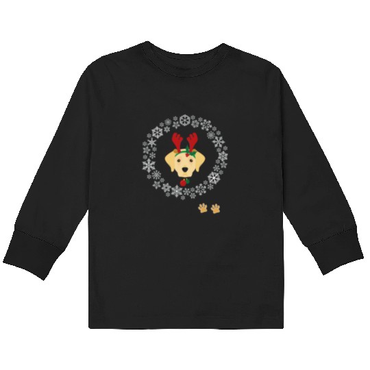 Funny Labrador Dog Pet Christmas Hat Snow Gift Kids Long Sleeve T Shirts