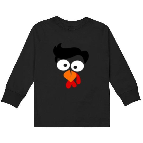 Turkey Face Thanksgiving Kids Long Sleeve T Shirts