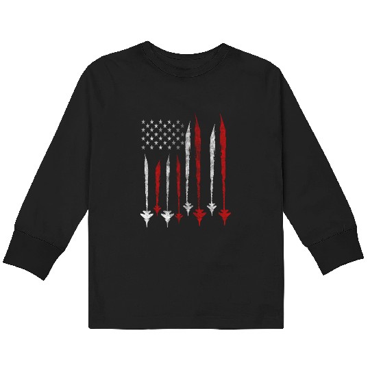 US F35 Fighter Jet Aviation USA Gift Kids Long Sleeve T Shirts