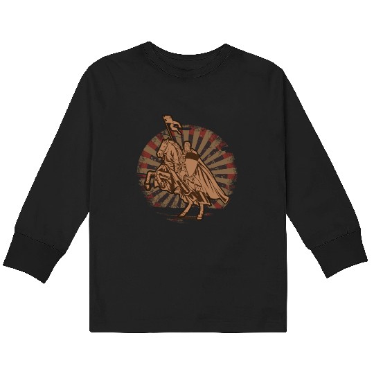 Vintage Retro Knight on Horse Kids Long Sleeve T Shirts
