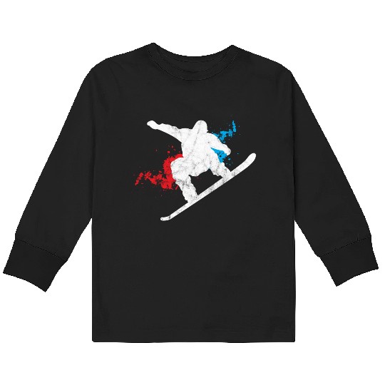 Snowboard Boarder Splash Winter Sport Birthday Kids Long Sleeve T Shirts