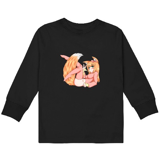 Foxy girl hen Manga Anime Waifu japanese sexy Kids Long Sleeve T Shirts
