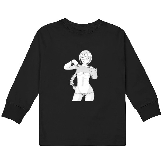 hen Manga Anime Waifu japanese sexy Girl Ahegao Kids Long Sleeve T Shirts