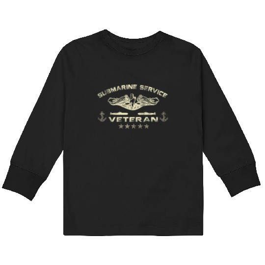 Vintage US Navy Submarine Service Veteran Kids Long Sleeve T Shirts