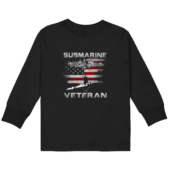 Vintage US Navy Submarine Service Veteran Kids Long Sleeve T Shirts