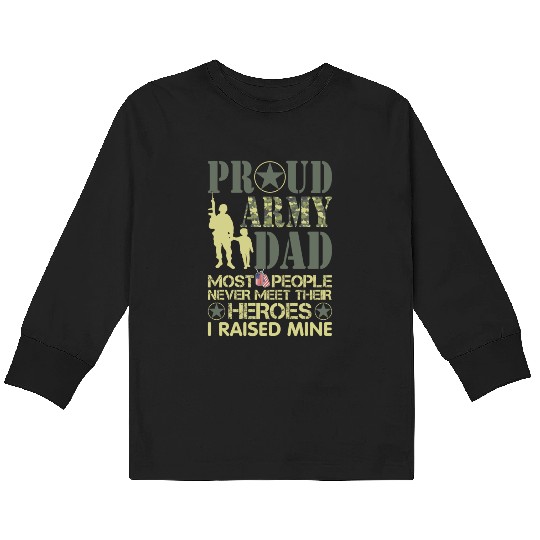 Proud Army National Guard Dad American Flag Kids Long Sleeve T Shirts