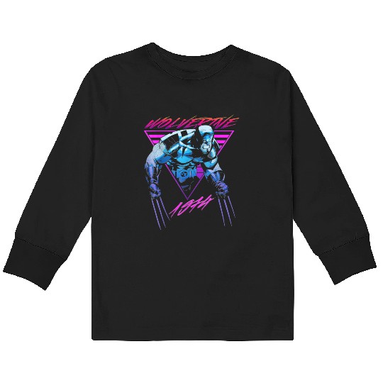 M-a-r-v-e-l W-o-l-verine Neon Retro Logan Graphic Kids Long Sleeve T Shirts