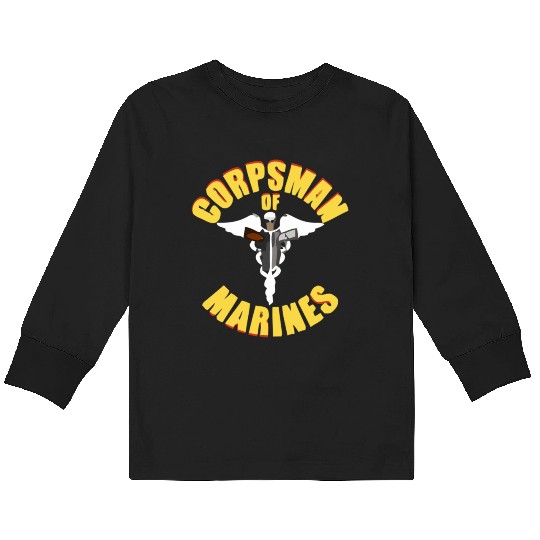 Us Navy Corpsman 8404 Fmf Veteran Front & Back Des Kids Long Sleeve T Shirts