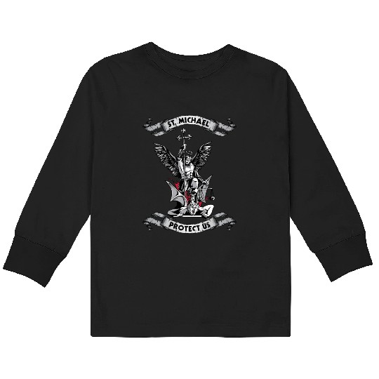 Archangel Saint Michael Protect Us Defend Us Kids Long Sleeve T Shirts