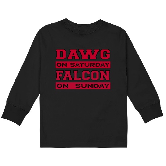 Dawg On Saturday Falcon On Sunday Atlanta Athens F Kids Long Sleeve T Shirts