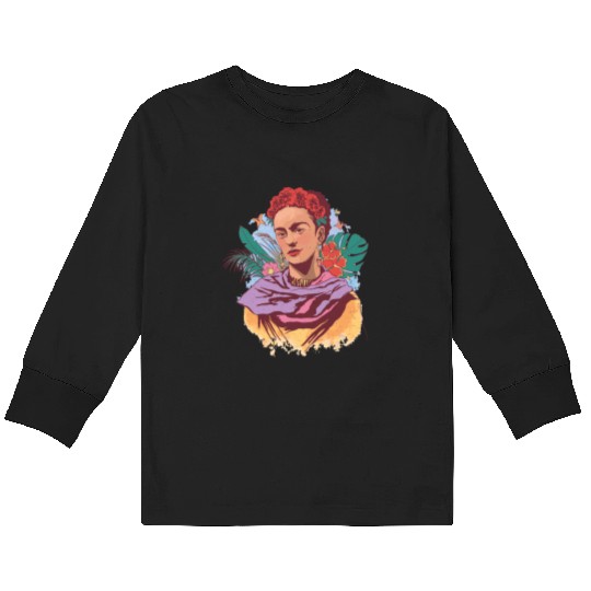FRIDA KAHLO COLOR PORTRAIT Kids Long Sleeve T Shirts
