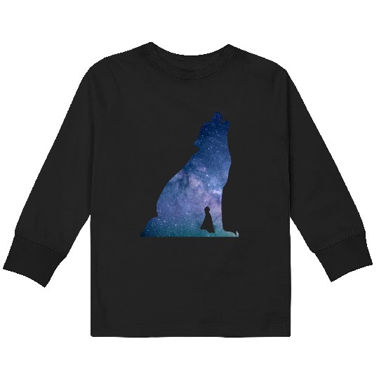 Galaxy Wolf Kids Long Sleeve T Shirts