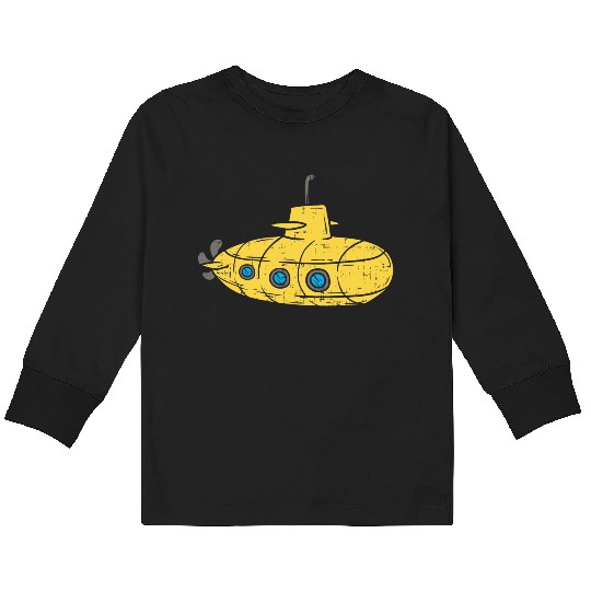 Us Navy Yellow Cartoon Submarine Cute Submariner B Kids Long Sleeve T Shirts