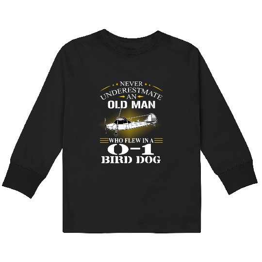 Bird Dog Helicopter Old Man Kids Long Sleeve T Shirts
