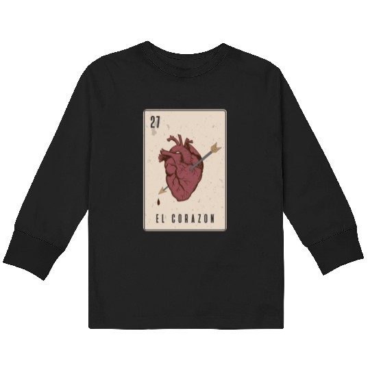 El Corazon Mexican Loteria Kids Long Sleeve T Shirts