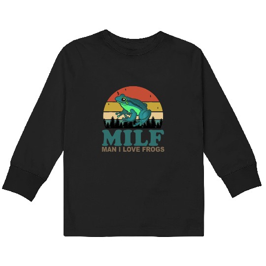 MILF Man I Love Frogs Kids Long Sleeve T Shirts