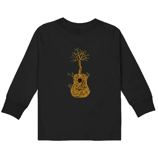 Guitar Tree of Life Nature Guitarist Gift Kids Long Sleeve T Shirts