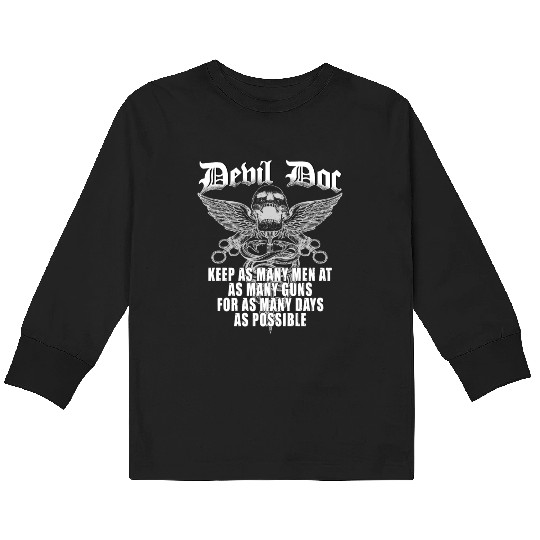Devil Doc US Navy Corpsman Badass Army Veteran Kids Long Sleeve T Shirts