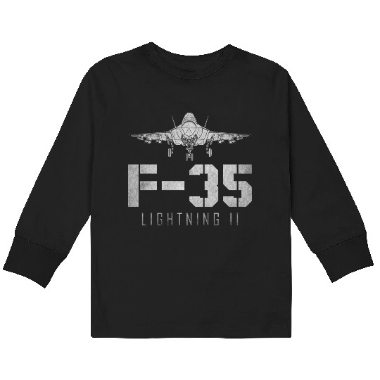 F 35 Lightning II US Airborne Fighter Pilot Kids Long Sleeve T Shirts
