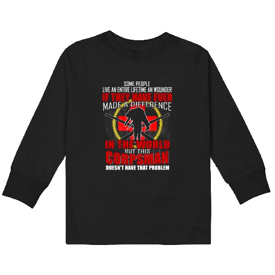 Devil US Navy Corpsman DOC Badass Army Veteran Kids Long Sleeve T Shirts