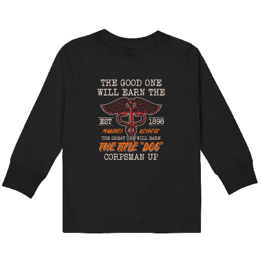 DOC Devil US Navy Corpsman Badass Army Veteran Kids Long Sleeve T Shirts