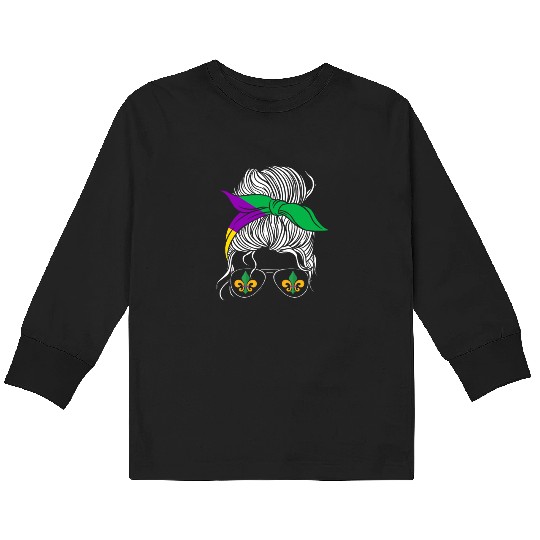 Mardi Gras Mom Costume Festival Parade Beads Mardi Kids Long Sleeve T Shirts
