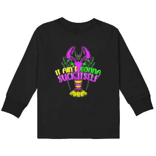 Funny Lobster Mardi Gras Kids Long Sleeve T Shirts