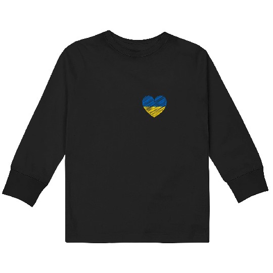 I Stand With Ukraine Ukrainian Heart Flag Kids Long Sleeve T Shirts