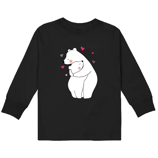 Cute Mama and Baby Bear Cub Hugging Mothers Day Kids Long Sleeve T Shirts