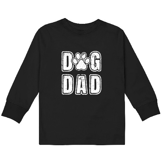 Dog Dad Vintage Grunge Paw Dog Lover Father's Day Kids Long Sleeve T Shirts