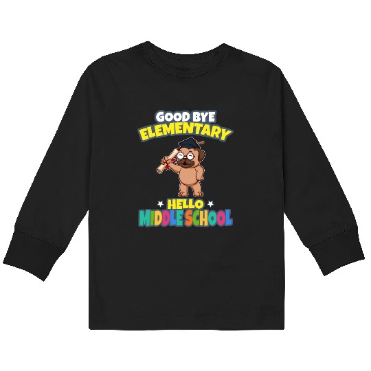 Good Bye Elementary Hello Middle School Graduation Kids Long Sleeve T Shirts
