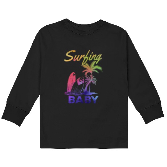 Surfboard Surfing Family Surfing Wave Surfer I Kids Long Sleeve T Shirts
