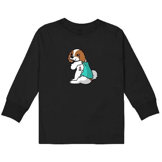 I Love Dad Cavalier King Charles Spaniel Kids Long Sleeve T Shirts
