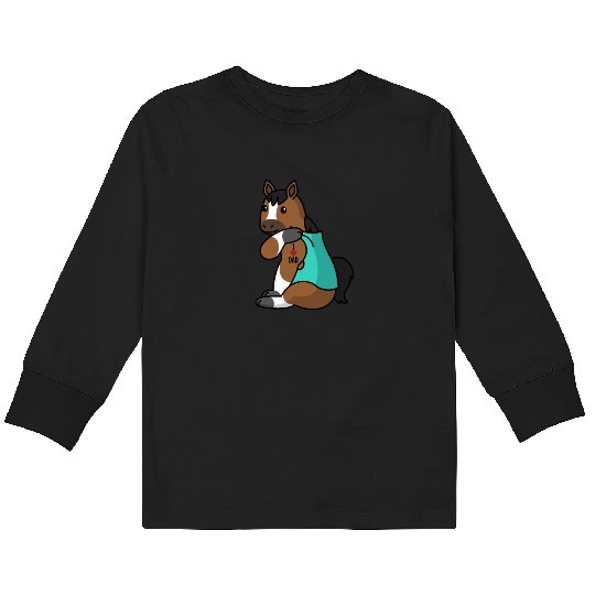 I Love Dad Horse Kids Long Sleeve T Shirts