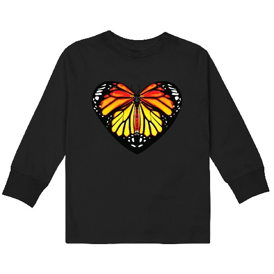 Monarch Butterfly Heart Mom Butterfly Lover Mom Kids Long Sleeve T Shirts
