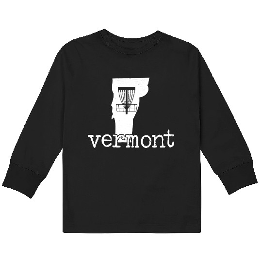State of Vermont Disc Golf Golfer Golfing Basket Kids Long Sleeve T Shirts